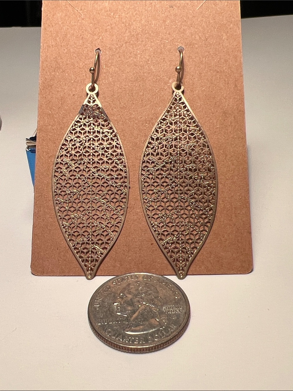 Gold Filigree Leaf Dangle Earrings - Women Jewelry